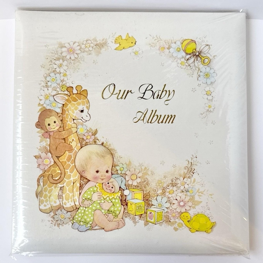 Vintage 1970s Baby‎ Book Photo Album Nursery Art Pastel Retro Kitsch & Gift Box